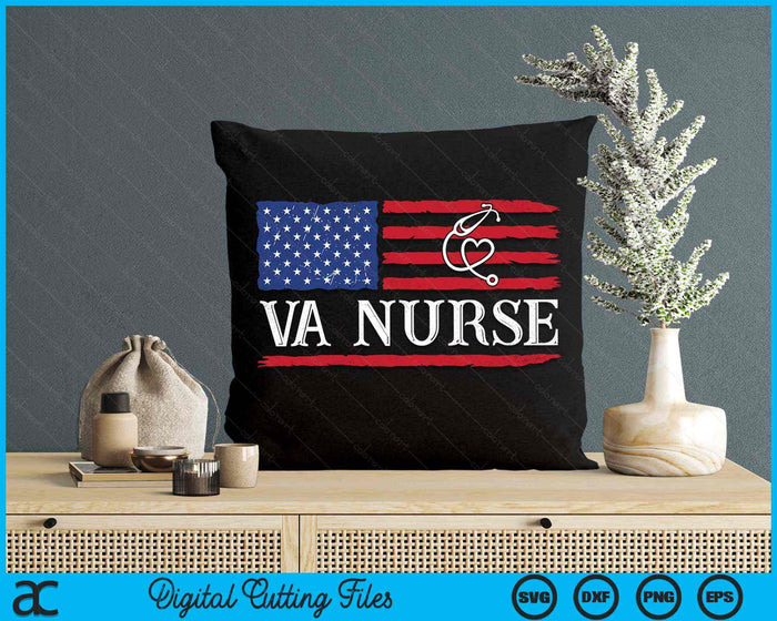 Womens American Flag VA Nurse Patriotic 4th of July Vintage SVG PNG Digital Cutting Files