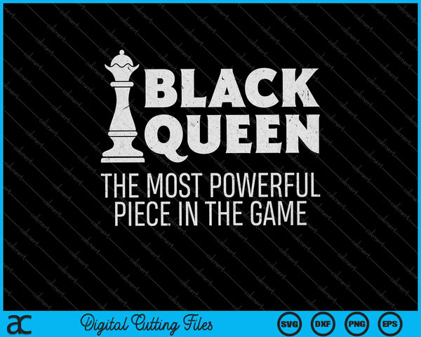 Women's Black Queen Most Powerful Chess SVG PNG Cutting Printable Files