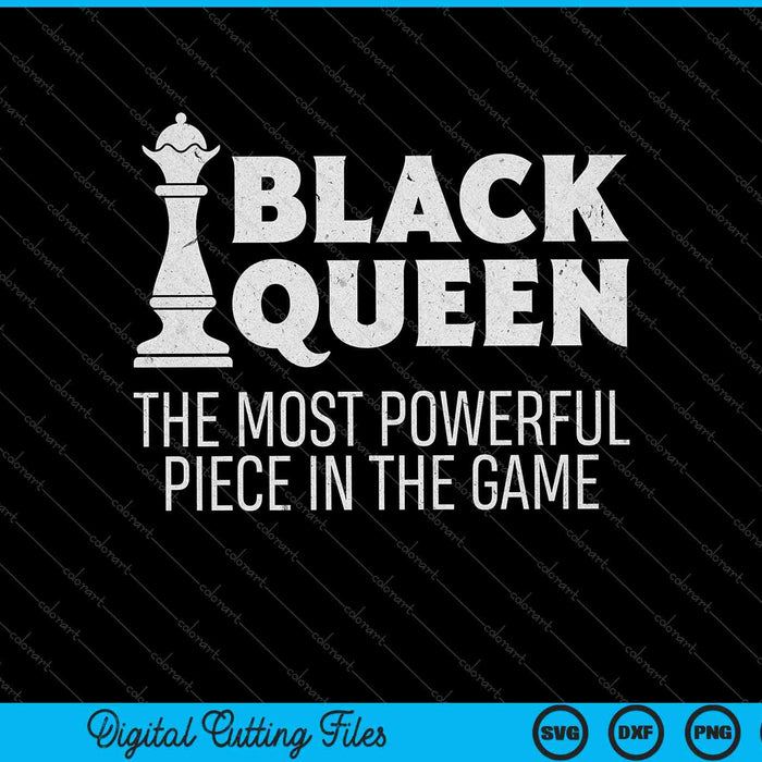 Women's Black Queen Most Powerful Chess SVG PNG Cutting Printable Files