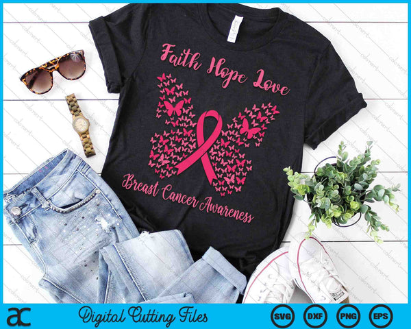 Womens Faith Hope Love Breast Cancer SVG PNG Digital Cutting File