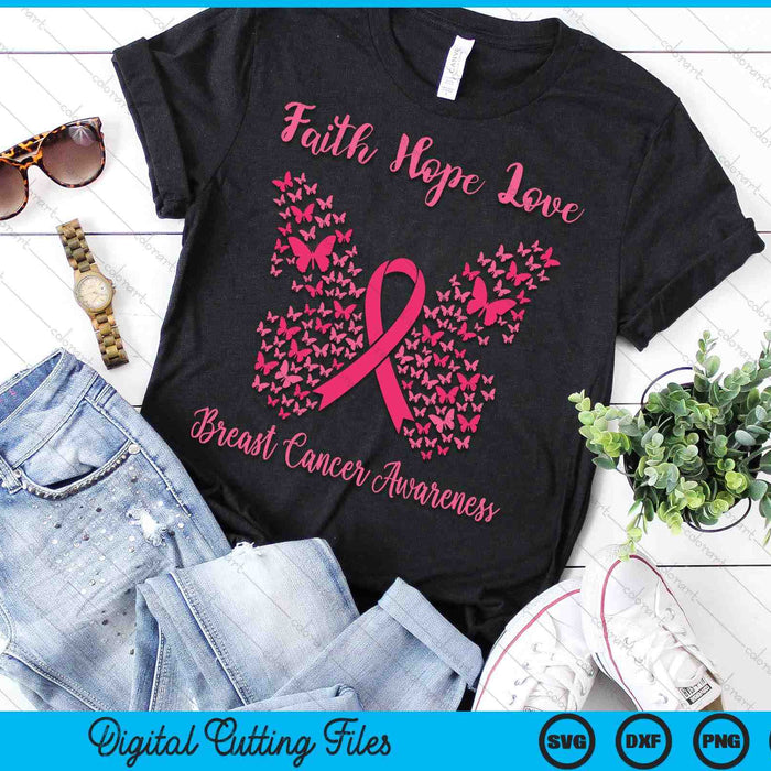 Womens Faith Hope Love Breast Cancer SVG PNG Digital Cutting File