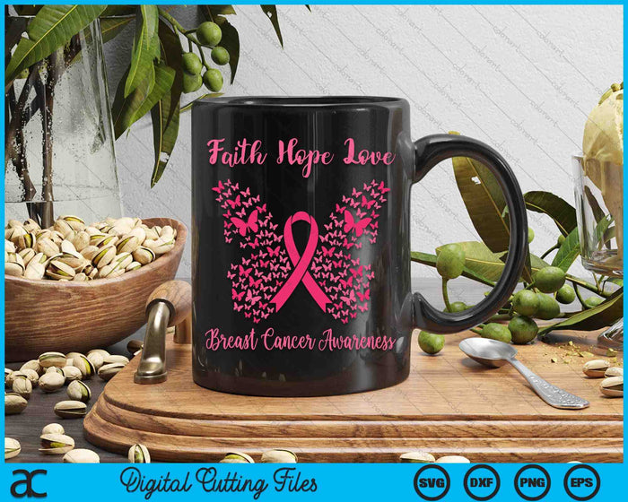 Womens Faith Hope Love Breast Cancer SVG PNG Digital Cutting File