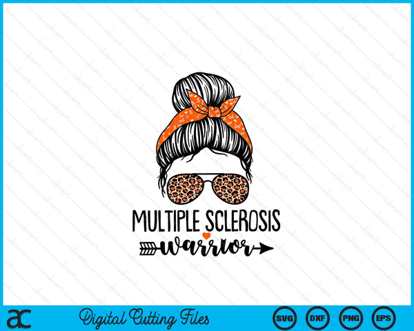 Ms warrior messy bun multiple sclerosis awareness SVG cut file