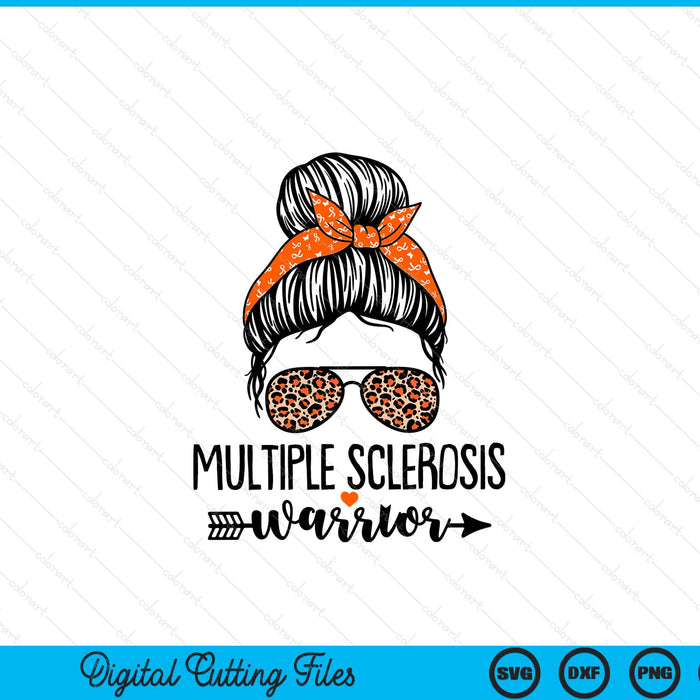 Ms warrior messy bun multiple sclerosis awareness SVG cut file