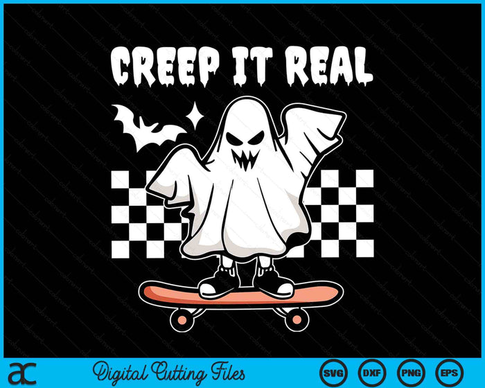 Womens Retro Halloween Creep it Real Vintage Ghost Halloween SVG PNG Digital Cutting File