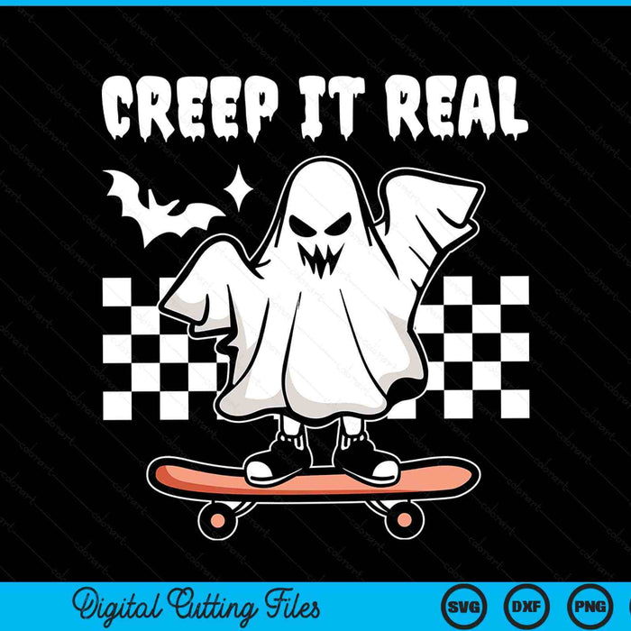 Womens retro Halloween creep it real vintage ghost SVG cut file