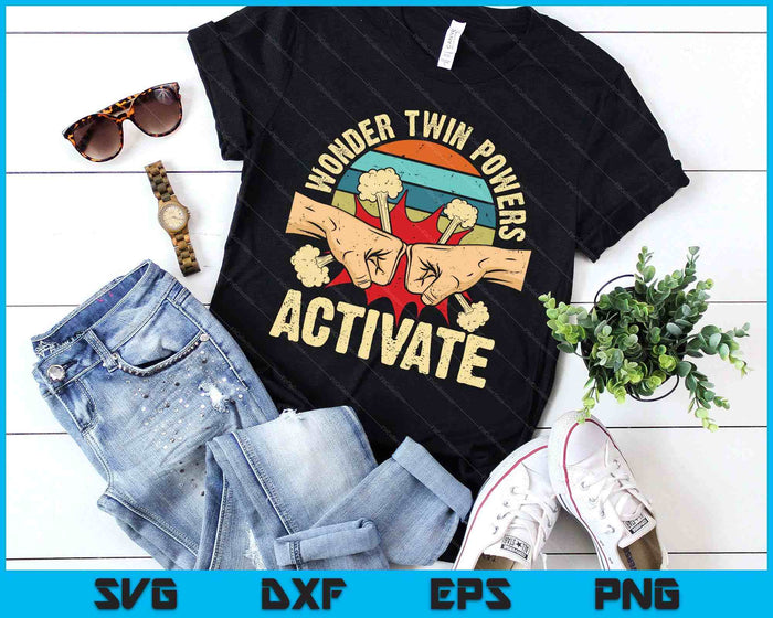 Wonder Twin Powers Activate Twins Brother Sister Sibling SVG PNG Digital Printable Files