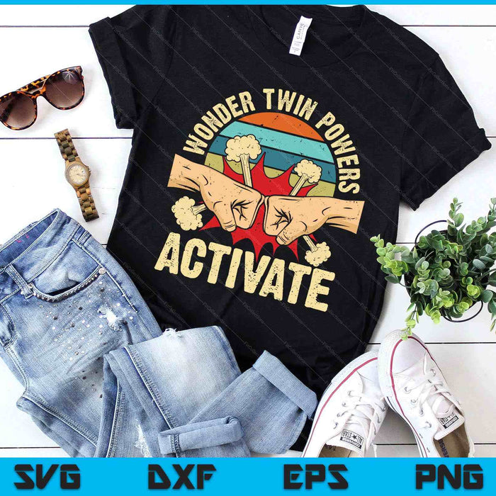 Wonder Twin Powers Activate Twins Brother Sister Sibling SVG PNG Digital Printable Files