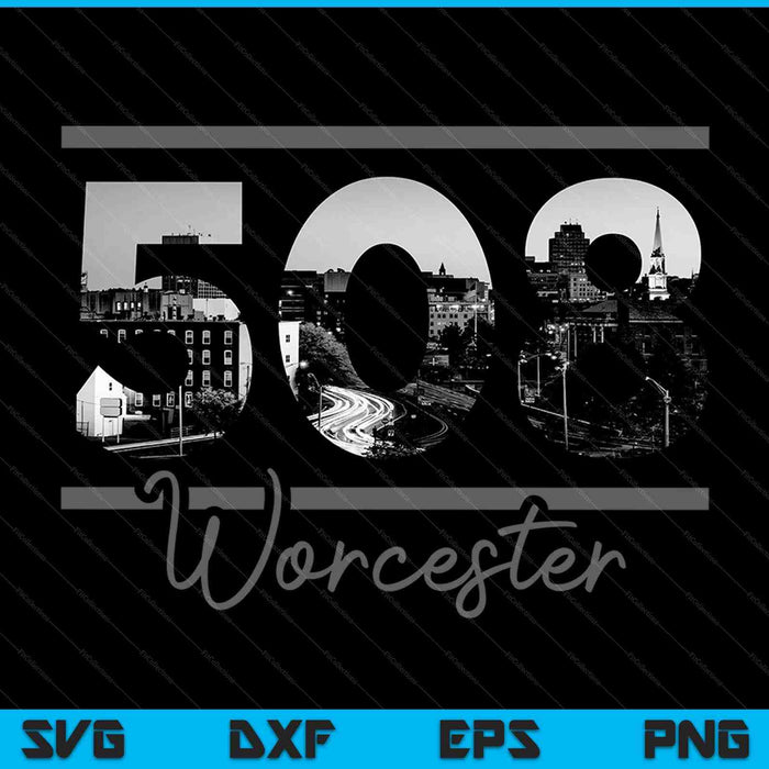 Worcester 508 Netnummer Skyline Massachusetts Vintage SVG PNG Snijden afdrukbare bestanden