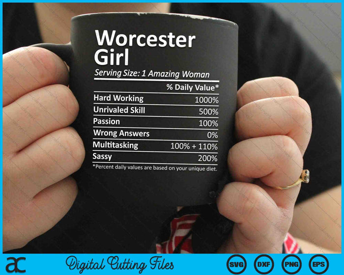 Worcester Girl MA Massachusetts Funny City Home Roots SVG PNG Cortar archivos imprimibles