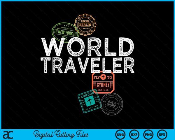 World Traveler Passport Stamp SVG PNG Cutting Printable Files