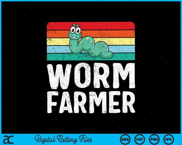 Worm Farmer Funny Retro Vintage SVG PNG Digital Cutting Files