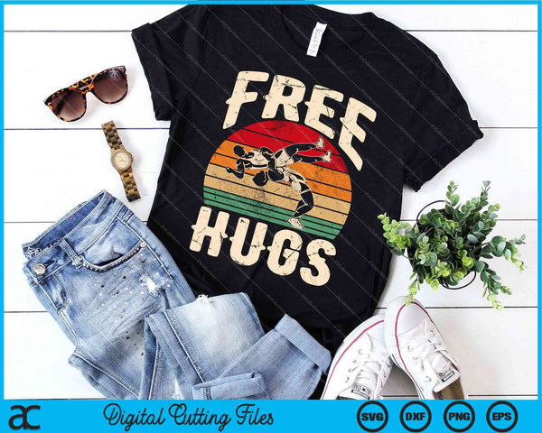 Wrestling Funny Free Hugs SVG PNG Digital Cutting Files - on a t-shirt