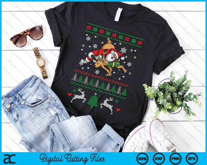 Wrestling Ugly Christmas Wrestler Santa Reindeer Fighting SVG PNG Digital Printable Files