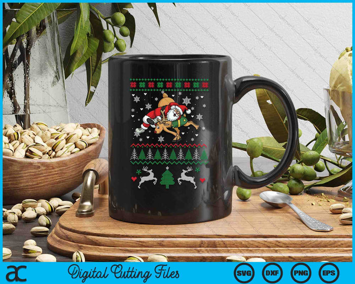 Wrestling Ugly Christmas Wrestler Santa Reindeer Fighting SVG PNG Digital Printable Files
