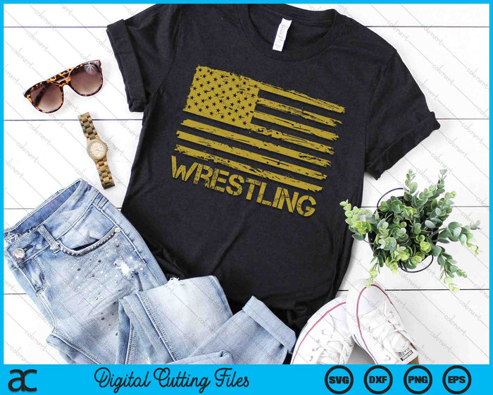 Wrestling Wrestler American USA Flag Patriotic Vintage SVG PNG Digital Printable Files