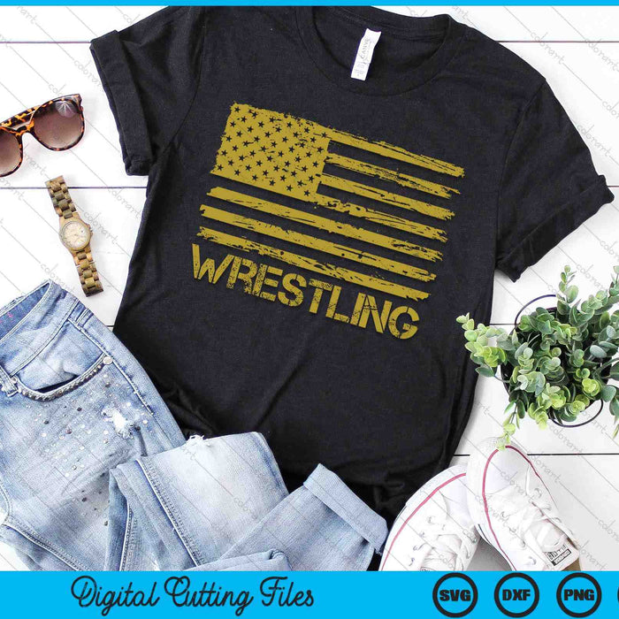 Wrestling Wrestler American USA Flag Patriotic Vintage SVG PNG Digital Printable Files