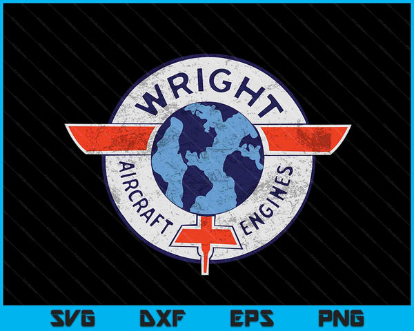 Wright vliegtuigmotoren Vintage Retro luchtvaart SVG PNG digitale snijbestanden