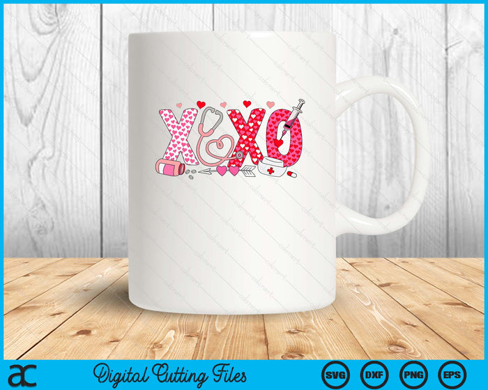 XOXO Nurse Valentines Day Stethoscope Valentine For Nurse SVG PNG Digital Printable Files