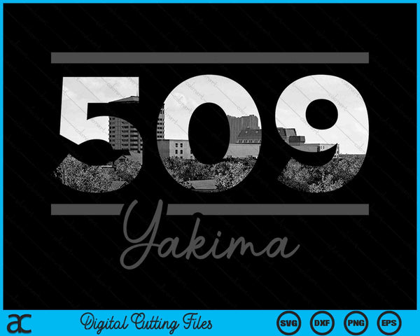 Yakima 509 Area Code Skyline Washington Vintage SVG PNG Digital Cutting Files