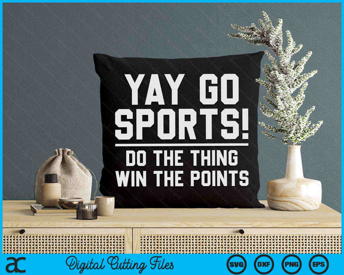 Yay Go Sports Doe het ding Win de punten American Football Game Day SVG PNG Digitale Snijbestanden