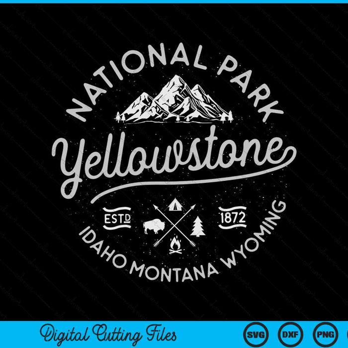 Yellowstone US national park bison Buffalo vintage SVG cut file