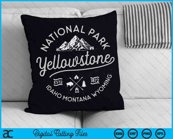 Yellowstone US National Park Bison Buffalo Vintage SVG PNG Digital Cutting Files