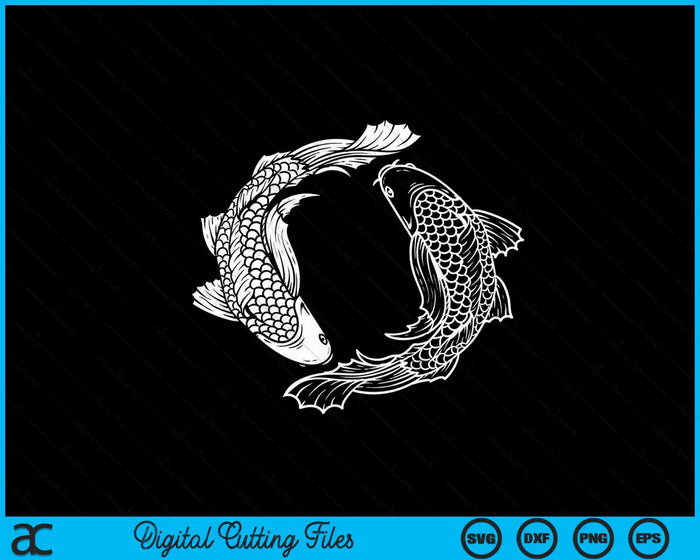 Yin And Yang Japanese Koi Fish SVG PNG Digital Printable Files