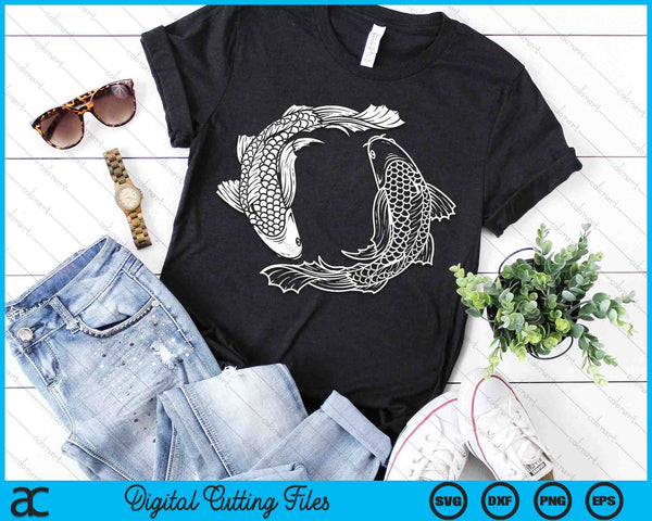 Yin And Yang Japanese Koi Fish SVG PNG Digital Printable Files