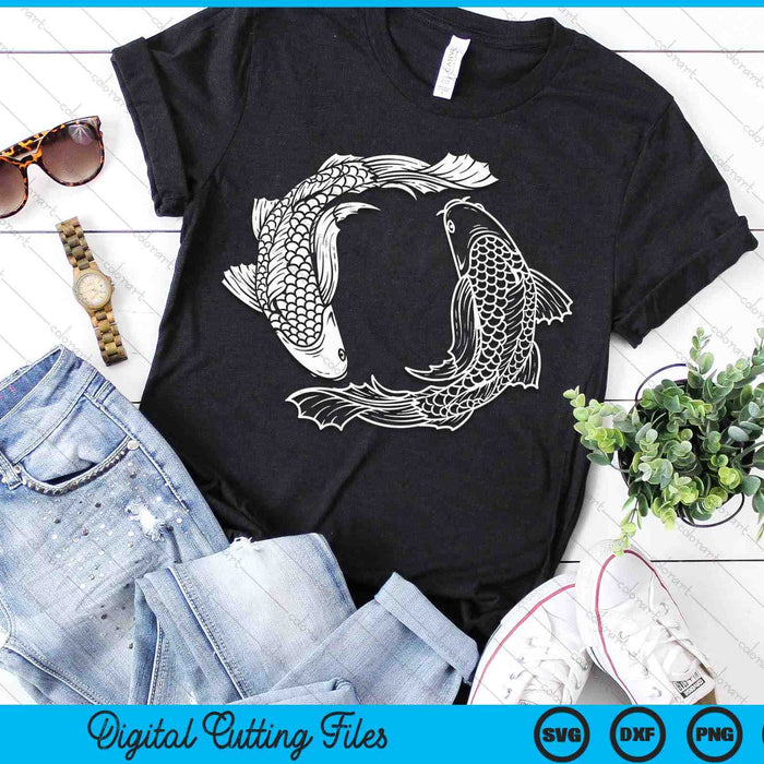 Yin And Yang Japanese Koi Fish SVG PNG Digital Printable Files