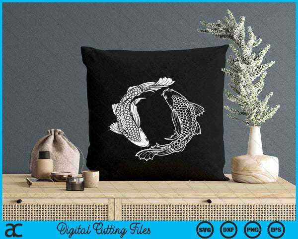 Yin And Yang Japanese Koi Fish SVG PNG Digital Printable Files