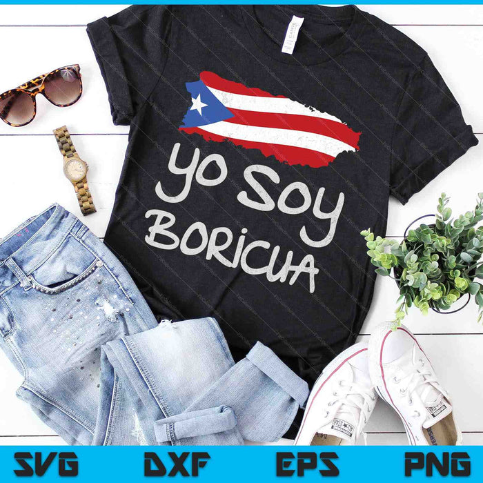 Yo Soy Boricua Island of Puerto Rico Flag SVG PNG Digital Cutting Files