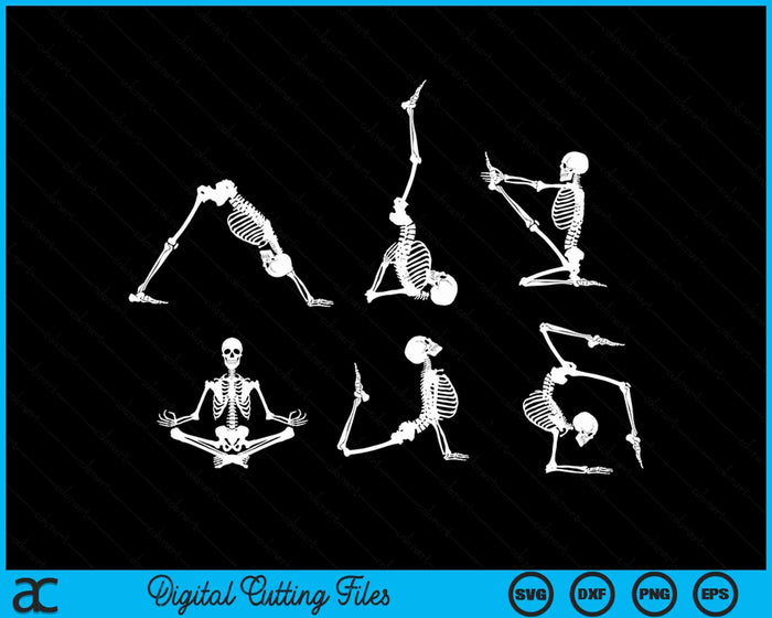 Yoga Skeletons Asana Namaste Meditation Halloween Yogi SVG PNG Digital Cutting Files