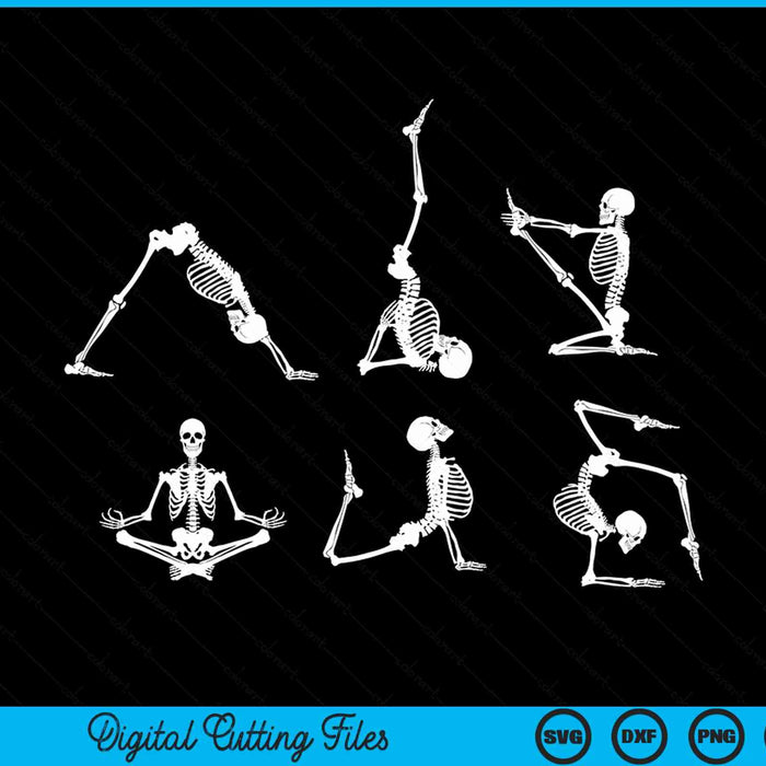 Yoga skeletons asana namaste meditation Halloween yogi SVG cut file