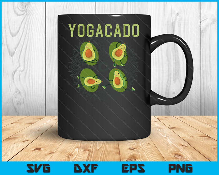 Yogacado meditatie yoga houdingen grappige Namaste yoga SVG PNG digitale afdrukbare bestanden