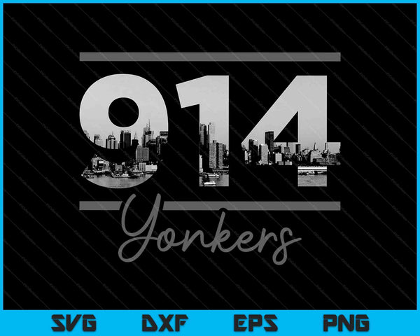 Yonkers 914 Código de área Skyline Estado de Nueva York Vintage SVG PNG Cortar archivos imprimibles
