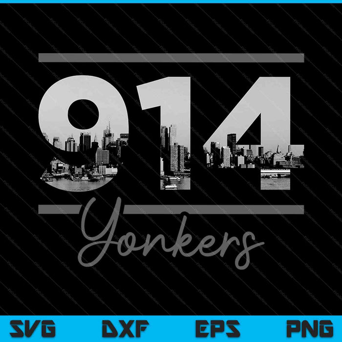 Yonkers 914 Area Code Skyline New York State Vintage SVG PNG Cutting Printable Files
