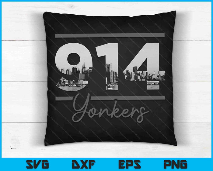 Yonkers 914 Código de área Skyline Estado de Nueva York Vintage SVG PNG Cortar archivos imprimibles