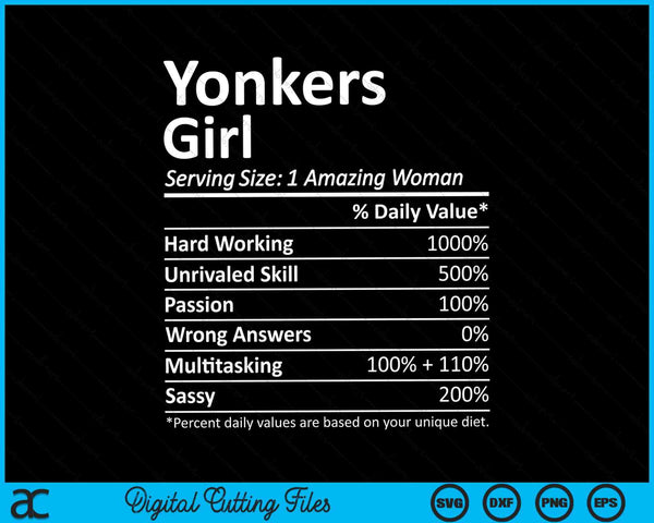 Yonkers Girl NY Estado de Nueva York Funny City Home Roots SVG PNG Cortando archivos imprimibles