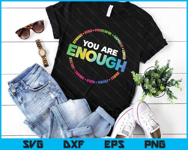 You Are Enough Rainbow Flag Lgbtq Trans Gay Lesbian Pride SVG PNG Digital Printable Files