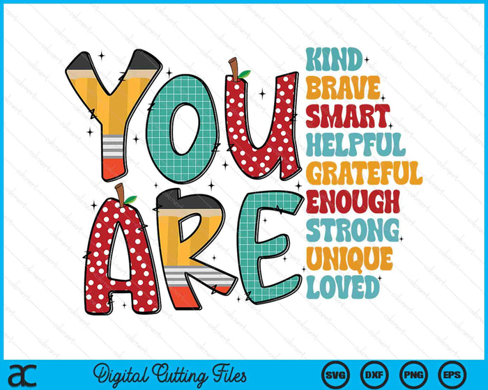 You Are Kind Back to school Retro Teacher SVG PNG Digital Printable Files