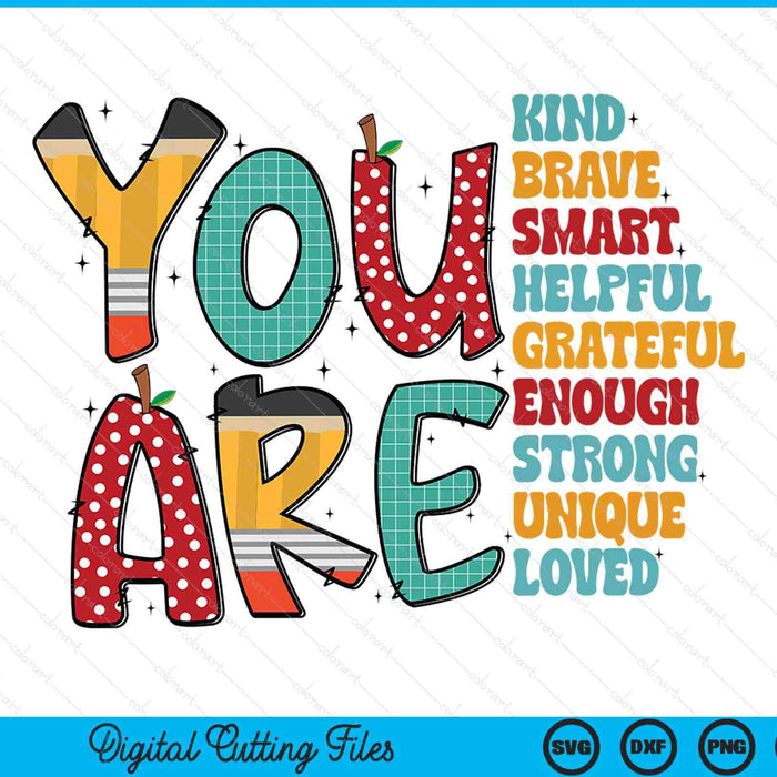 You Are Kind Back to school Retro Teacher SVG PNG Digital Printable Files