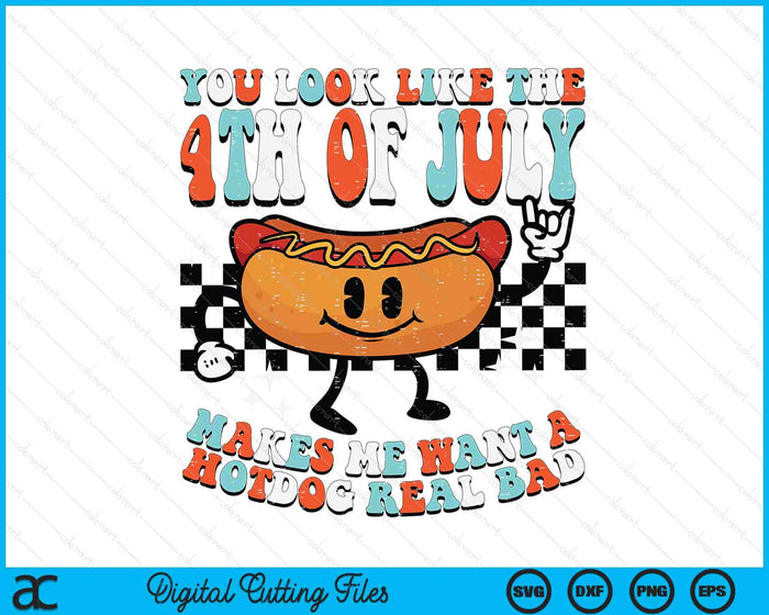 You Look Like 4th July Retro Hotdog Patriotic SVG PNG Digital Printable Files