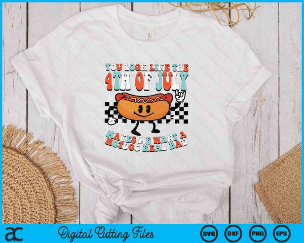 You Look Like 4th July Retro Hotdog Patriotic SVG PNG Digital Printable Files