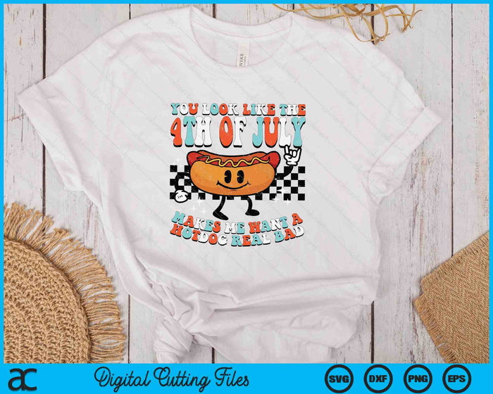 You Look Like 4th July Retro Hotdog Patriotic SVG PNG Digital Printable Files