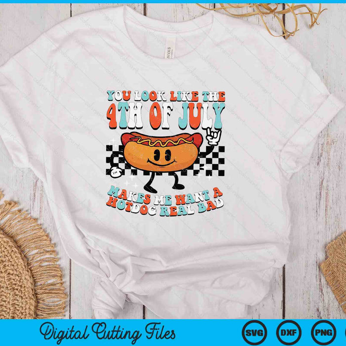 You Look Like 4th July Retro Hotdog Patriotic SVG PNG Digital Printable Files