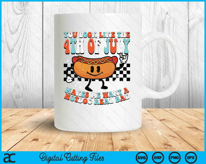 You Look Like 4th July Retro Hotdog Patriotic SVG PNG Digital Printable Files