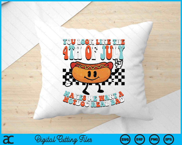 You Look Like 4th July Retro Hotdog Patriotic SVG PNG Digital Printable Files