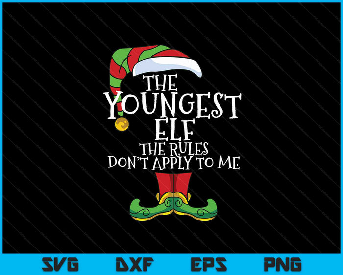 Youngest Elf Rules Family Matching Christmas Group Funny SVG PNG Digital Cutting Files