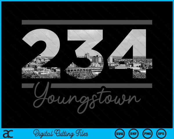 Youngstown 234 Netnummer Skyline Ohio Vintage SVG PNG digitale snijbestanden
